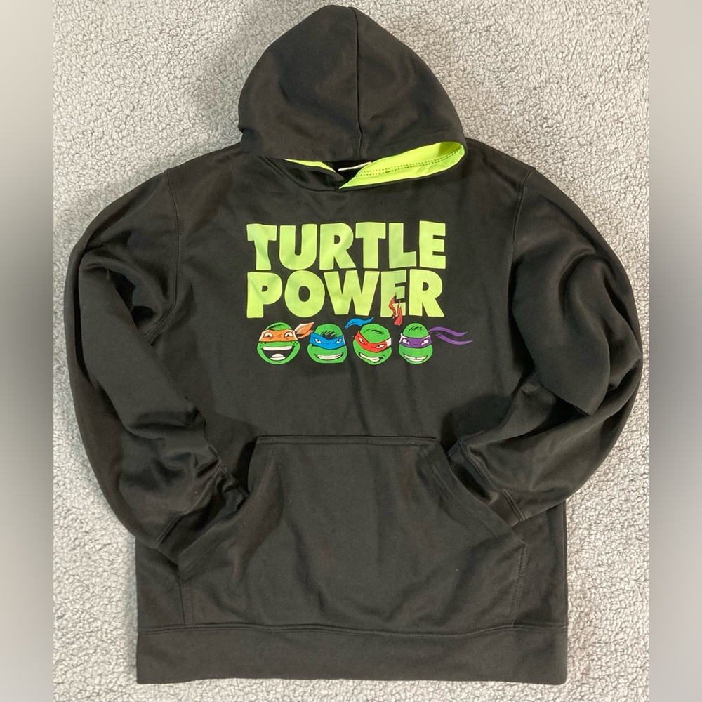 Teenage Mutant Ninja Turtles Nickelodeon Kid’s Black/Lime Hoodie Size 2XL (18)